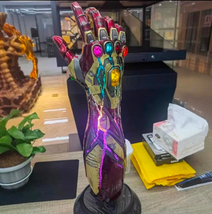 Marvel Nano Gauntlet Hand Statue with Infinity Stones Desk Decor And Stand